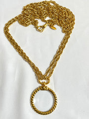 1980s Vintage CHANEL Long Chain Necklace with Loupe Glass Pendant | Round CC Motif | Iconic 80s Chanel Jewelry | 04082466