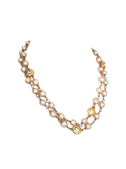 Vintage CHANEL clear gripoix and faux pearl necklace, long necklace. R0110115