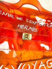 MINT. 1990s. Vintage Hermes a rare transparent orange vinyl Kelly bag Japan Limited Edit. Rare and collectible bag from 90's. 050118m1
