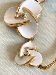 Vintage Christian Dior white flower charm necklace. Rare and one of a kind old jewelry piece. 0410051