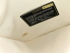 Vintage CHANEL red and white canvas large hobo shoulder bag with supermodel print and CC charm. Mademoiselle. 0407231