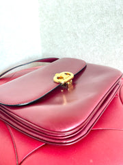 MINT. Vintage Celine wine red leather shoulder bag, clutch purse with wine and golden logo. Perfect elegance for your daily use. 050215ya1