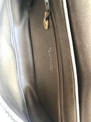 Vintage Christian Dior nude beige leather purse, shoulder bag with golden Dior motif. Classic purse. 0506286