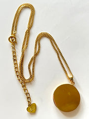 Vintage Sonia Rykiel chain necklace with logo coin top. Perfect vintage jewelry from SR Bijour. 0409081