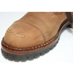 Vintage CHANEL middle high, brown leather boots, hiking lace up boots, with CC mark.  US5.5-6. EU 36. Classic casual shoes. 050816f5