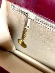 Vintage Celine wine red shoulder bag with clutch purse with golden carriage logo. Perfect elegance for your daily use. 050326rk1