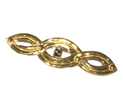 Vintage FENDI gold tone twisted design brooch pin, hat pin with FF mark. Can be used as a brooch pin, jacket brooch pin too. 0506303