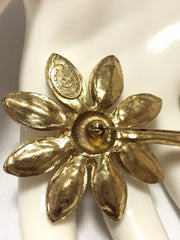 Vintage Christian Lacroix flower brooch pin with crystals and pink stone. Must have gorgeous masterpiece. 040427