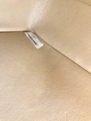 Vintage CHANEL beige and black frame lambskin 2.55 classic flap shoulder bag with golden CC. Popular purse Diana bag. 0403178