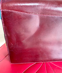 Vintage Celine wine red shoulder bag with clutch purse with golden carriage logo. Perfect elegance for your daily use. 050326rk1