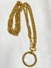 1980s Vintage CHANEL Long Chain Necklace with Loupe Glass Pendant | Round CC Motif | Iconic 80s Chanel Jewelry | 04082466