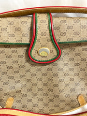 Vintage Gucci GG monogram shoulder bag with red and green webbing color convo shoulder bag. Golden and silver GG motif on the flap. 0411273