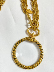 1980s Vintage CHANEL Long Chain Necklace with Loupe Glass Pendant | Round CC Motif | Iconic 80s Chanel Jewelry | 04082466