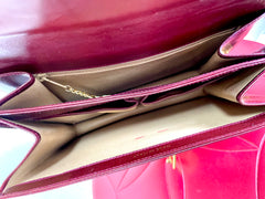 Vintage Celine wine red shoulder bag with clutch purse with golden carriage logo. Perfect elegance for your daily use. 050326rk1