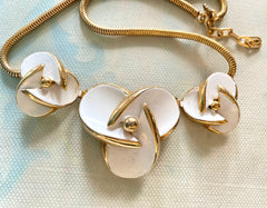 Vintage Christian Dior white flower charm necklace. Rare and one of a kind old jewelry piece. 0410051