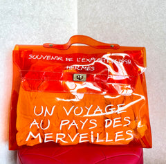 MINT. 1990s. Vintage Hermes a rare transparent orange vinyl Kelly bag Japan Limited Edit. Rare and collectible bag from 90's. 050118m1