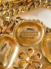 MINT. Vintage NINA RICCI golden chain necklace with big flower pendant top. Sunflower. Beautiful jewelry piece. 0409082