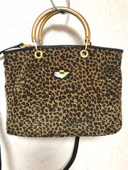 Vintage Bottega Veneta brown leopard handbag with golden handles. Can be worn on a shoulder with strap. 0404052re1