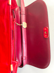 MINT. Vintage Celine wine red leather shoulder bag, clutch purse with wine and golden logo. Perfect elegance for your daily use. 050215ya1