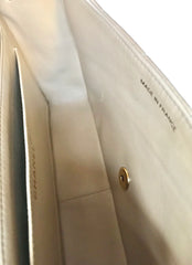 Vintage CHANEL beige and black frame lambskin 2.55 classic flap shoulder bag with golden CC. Popular purse Diana bag. 0403178