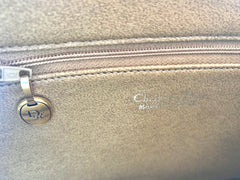 Vintage Christian Dior nude beige leather purse, shoulder bag with golden Dior motif. Classic purse. 0506286