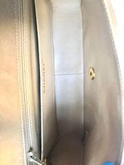 Vintage CHANEL beige and black frame lambskin 2.55 classic flap shoulder bag with golden CC. Popular purse Diana bag. 0403178