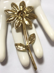 Vintage Christian Lacroix flower brooch pin with crystals and pink stone. Must have gorgeous masterpiece. 040427