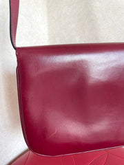 MINT. Vintage Celine wine red leather shoulder bag, clutch purse with wine and golden logo. Perfect elegance for your daily use. 050215ya1