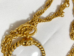 1980s Vintage CHANEL Long Chain Necklace with Loupe Glass Pendant | Round CC Motif | Iconic 80s Chanel Jewelry | 04082466
