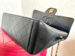 Vintage CHANEL black lamb leather large, jumbo size shoulder bag with big golden CC closure and chain strap. 2.55 classic purse. 050223rc1