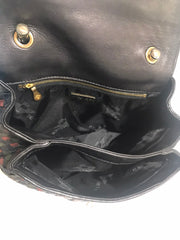 Vintage Bottega Veneta black, navy, wine, green, multicolor intrecciato woven leather handbag. Rare masterpiece.