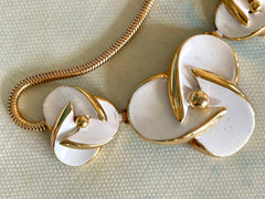 Vintage Christian Dior white flower charm necklace. Rare and one of a kind old jewelry piece. 0410051