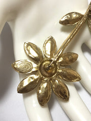 Vintage Christian Lacroix flower brooch pin with crystals and pink stone. Must have gorgeous masterpiece. 040427