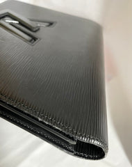 W3. Vintage Louis Vuitton black epi trapezoid mod style clutch bag.  One unique purse from epi line. Unisex and daily use. Trapeze bag. 0407261