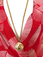Vintage CHANEL golden chain necklace with round CC mark charm pendant top. Gorgeous jewelry. Best gift idea. 040107br1