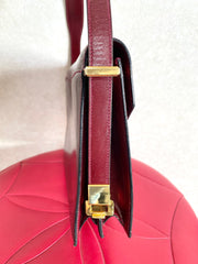 Vintage Celine wine red shoulder bag with clutch purse with golden carriage logo. Perfect elegance for your daily use. 050326rk1