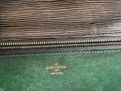 W3. Vintage Louis Vuitton black epi trapezoid mod style clutch bag.  One unique purse from epi line. Unisex and daily use. Trapeze bag. 0407261