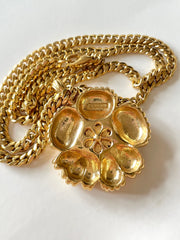 MINT. Vintage NINA RICCI golden chain necklace with big flower pendant top. Sunflower. Beautiful jewelry piece. 0409082