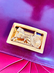 Vintage Celine wine red shoulder bag with clutch purse with golden carriage logo. Perfect elegance for your daily use. 050326rk1