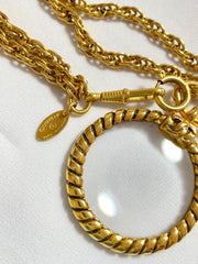 1980s Vintage CHANEL Long Chain Necklace with Loupe Glass Pendant | Round CC Motif | Iconic 80s Chanel Jewelry | 04082466