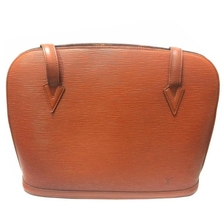 Vintage Louis Vuitton brown epi shoulder tote bag. Perfect vintage LV purse for daily use.