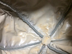 Vintage BALLY taupe gray lamb leather ball shape hobo bucket shoulder bag with golden B charm. Unique design. 050315r4