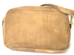 Vintage Christian Dior brown beige suede leather shoulder bag with golden CD motif. Masterpiece from MODELE EXCLUSIF. Unisex daily bag. 070403re1