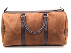 80's vintage Christian Dior Bagages genuine brown suede leather travel duffle bag, purse with embossed Dior logo allover. Unisex luggage