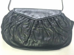 70's, 80's vintage FENDI black nappa leather oval round shape shoulder purse. Can be a clutch bag as well.
