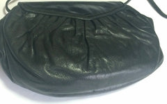 70's, 80's vintage FENDI black nappa leather oval round shape shoulder purse. Can be a clutch bag as well.
