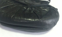 70's, 80's vintage FENDI black nappa leather oval round shape shoulder purse. Can be a clutch bag as well.