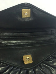70's, 80's vintage FENDI black nappa leather oval round shape shoulder purse. Can be a clutch bag as well.