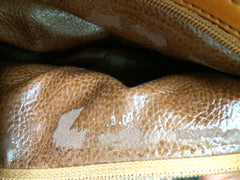Vintage Fendi orange brown genuine leather mini document bag, clutch purse with embossed logo and epi mix. Classic unisex style Fendi purse
