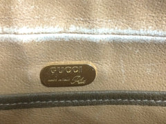 80's vintage Gucci Plus beige monogram large size makeup case, toiletry pouch, purse with golden logo plate. Unisex use